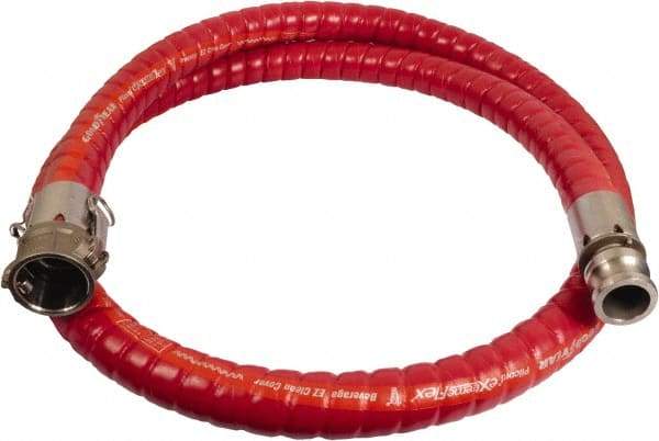 Continental ContiTech - 1" Inside x 1.52" Outside Diam, 220°F, Male x Female Camlock Food & Beverage Hose - 2" Bend Radius, Red, 25' Long, 250 Max psi, 29 Vacuum Rating - Industrial Tool & Supply