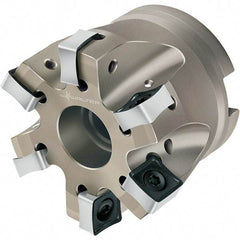 Walter - 5 Inserts, 80mm Cut Diam, 27mm Arbor Diam, 10mm Max Depth of Cut, Indexable Square-Shoulder Face Mill - 50mm High, SN.X 1205.. Insert Compatibility, Through Coolant, Series Xtra-tec - Industrial Tool & Supply