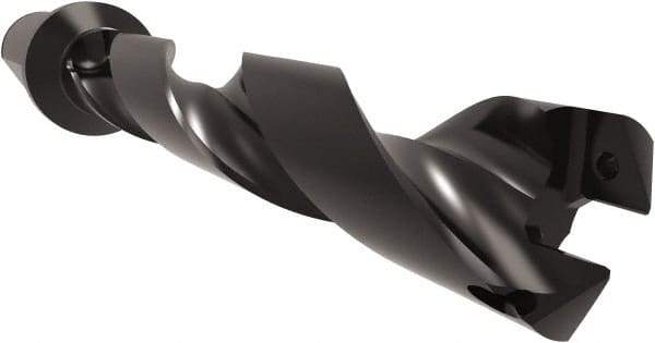 Allied Machine and Engineering - Series 32, 32 to 35mm Diam, 1-1/2" Diam Straight Shank with Flange, Helical Flute Spade Drill - 6-59/64" Max Depth, 8-31/32" Body Length, 11-21/32" OAL, Standard Length, Through Coolant - Industrial Tool & Supply