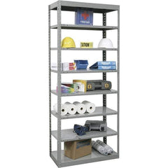 Hallowell - 8 Shelf Starter Heavy-Duty Open Steel Shelving - 800 Lb Capacity, 36" Wide x 87" High x 12" Deep, Gray - Industrial Tool & Supply