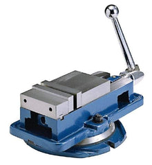 Interstate - 4" Jaw Width, 4" Jaw Opening Capacity, Horizontal Swivel Machine Vise - Manual Operation, 4,409 Lb Capacity, 1 Station, 14.85" Long x 4-31/32" High x 1-1/8" Deep, 1-1/8" Jaw Height - Industrial Tool & Supply