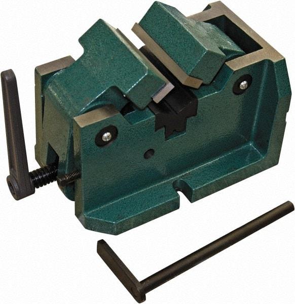 Interstate - 4" Jaw Width, 2-3/8" Max Jaw Opening, Manual Self Centering Vise - 11-27/64" OAL x 7-11/16" OAH - Industrial Tool & Supply