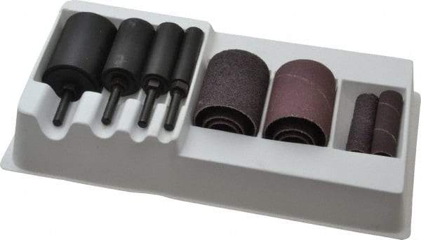 Made in USA - 12-Piece Spiral Band Kit - Includes 1/2 to 1-1/2" Diam & 2" Wide Band Drums in Coarse & Fine Grades - Industrial Tool & Supply
