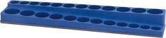 Value Collection - 24 Piece Capacity Magnetic Deep & Shallow Socket Holder - 3/8" Drive, Blue - Industrial Tool & Supply