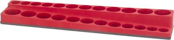 Value Collection - 24 Piece Capacity Magnetic Deep & Shallow Socket Holder - 3/8" Drive, Red - Industrial Tool & Supply