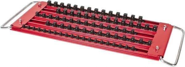 Value Collection - 76 Piece Capacity Locking Socket Organizer Tray - 1/4, 3/8 & 1/2" Drive, Red - Industrial Tool & Supply