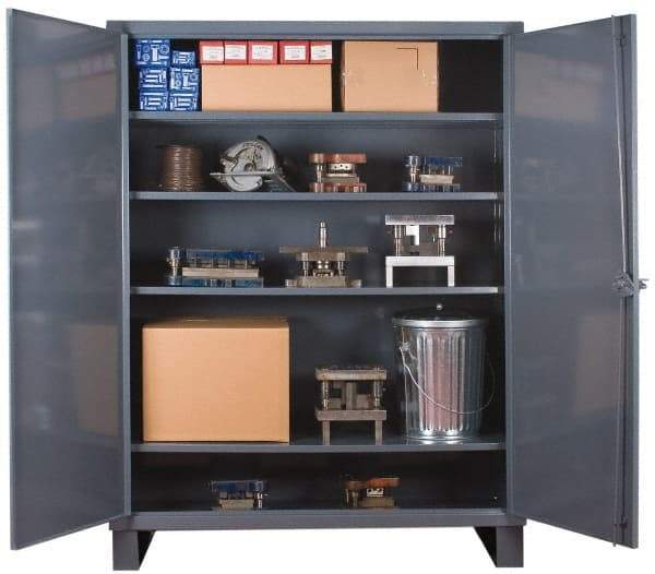 Durham - 4 Shelf Locking Storage Cabinet - Steel, 60" Wide x 18" Deep x 78" High - Industrial Tool & Supply