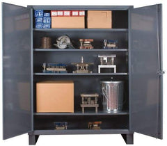 Durham - 4 Shelf Locking Storage Cabinet - Steel, 60" Wide x 18" Deep x 78" High - Industrial Tool & Supply
