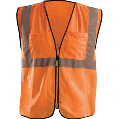 OccuNomix - Size S/M HI-Vis Orange Mesh Surveyor's High Visibility Vest - Industrial Tool & Supply