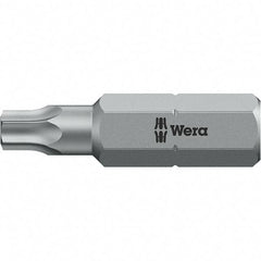 Wera - 1/4" Drive T2 Torx Screwdriver Bit - 1" OAL, Insert Bit - Industrial Tool & Supply