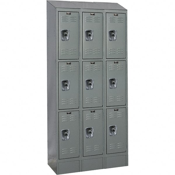 Hallowell - 9 Door, 3 Tier, Ready-Built Wardrobe & Box Lockers - Industrial Tool & Supply