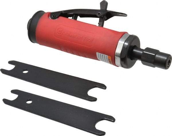 Universal Tool - 1/4" Collet, Straight Handle, Straight Air Die Grinder - 20,000 RPM, Rear Exhaust, 16 CFM, 0.45 hp, 90 psi, 1/4 NPT - Industrial Tool & Supply