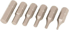 Wiha - 6 Piece, 1/4" Drive Screwdriver Insert Bit Set - 1/16 to 3/16" Hex - Industrial Tool & Supply