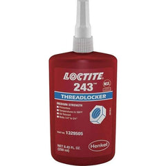 Loctite - 250 mL Bottle, Blue, Medium Strength Liquid Threadlocker - Series 243, 24 hr Full Cure Time, Hand Tool, Heat Removal - Industrial Tool & Supply