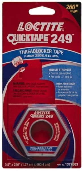 Loctite - Blue, Medium Strength Tape Threadlocker - Series 249, 24 hr Full Cure Time, Hand Tool, Heat Removal - Industrial Tool & Supply