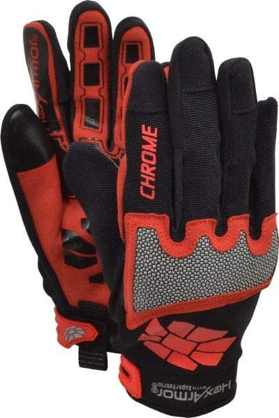 HexArmor - Size L (9), ANSI Cut Lvl A8, Puncture Lvl 2, Synthetic Leather Cut Resistant Gloves - Hook & Loop Cuff, Black/Red, Paired - Industrial Tool & Supply