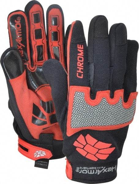 HexArmor - Size M (8), ANSI Cut Lvl A8, Puncture Lvl 2, Synthetic Leather Cut Resistant Gloves - Hook & Loop Cuff, Black/Red, Paired - Industrial Tool & Supply