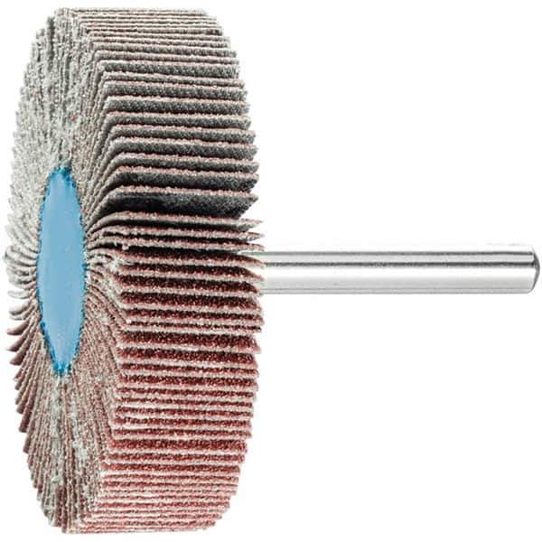 PFERD - 2-1/2" Diam x 1/2" Face Width, Aluminum Oxide Coated Mounted Flap Wheel - 1/4" Shank Mount, 80 Grit, 23,000 Max RPM - Industrial Tool & Supply