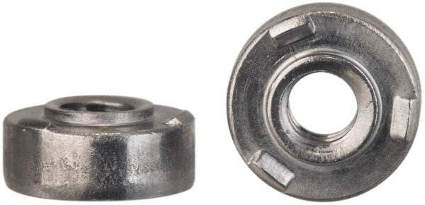 Electro Hardware - #10-24, 0.44" Body Diam, Round Head, Steel Weld Nut - 0.155" Pilot Height, 0.03" Min Panel Thickness, Copper Flash Finish - Industrial Tool & Supply