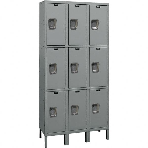Hallowell - 9 Door, 3 Tier, Premium Wardrobe Lockers - Industrial Tool & Supply