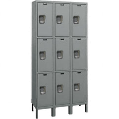 Hallowell - 9 Door, 3 Tier, Premium Wardrobe Lockers - Industrial Tool & Supply
