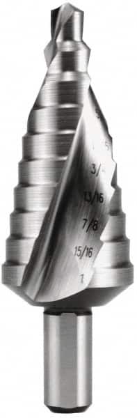 Hertel - 9 Hole Sizes, 13/32 to 1" Hole Diam Cobalt Step Drill Bit - Industrial Tool & Supply