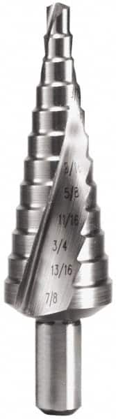 Hertel - 12 Hole Sizes, 3/16 to 7/8" Hole Diam High Speed Steel Step Drill Bit - Industrial Tool & Supply