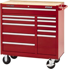 Waterloo - 11 Drawer 3,500 Lb Capacity Steel Tool Roller Cabinet - 41-1/4" Wide x 42-1/4" High x 18" Deep, Ball Bearing Drawer Slides, Red - Industrial Tool & Supply