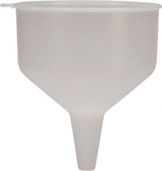 Funnel King - 144 oz Capacity Polyethylene Funnel - 9" Mouth OD, 1-1/8" Tip OD, 3-1/2" Straight Spout, Natural - Industrial Tool & Supply