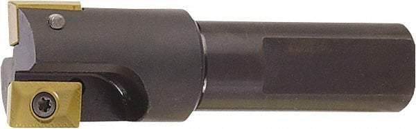 Kyocera - 1" Cut Diam, 0.6" Max Depth of Cut, 1" Shank Diam, 3.78" OAL, Indexable Square Shoulder End Mill - XPMT15T3\x85 Inserts, Flatted Shank, 90° Lead Angle, Series EM - Industrial Tool & Supply