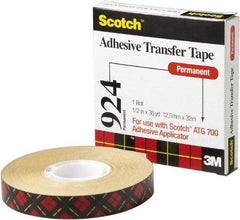 3M - 36 Yds. Long x 1/2" Wide, Medium Strength Acrylic Adhesive Transfer Tape - 2 mil Thick - Industrial Tool & Supply