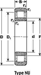 SKF - 20mm Bore Diam, 47mm Outside Diam, 14mm Wide Cylindrical Roller Bearing - 25,100 N Dynamic Capacity, 25,200 Lbs. Static Capacity - Industrial Tool & Supply