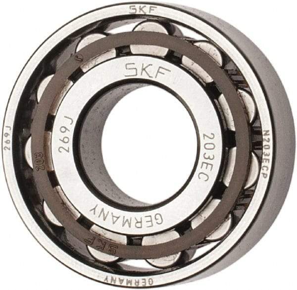 SKF - 17mm Bore Diam, 40mm Outside Diam, 12mm Wide Cylindrical Roller Bearing - 17,200 N Dynamic Capacity, 14,300 Lbs. Static Capacity - Industrial Tool & Supply