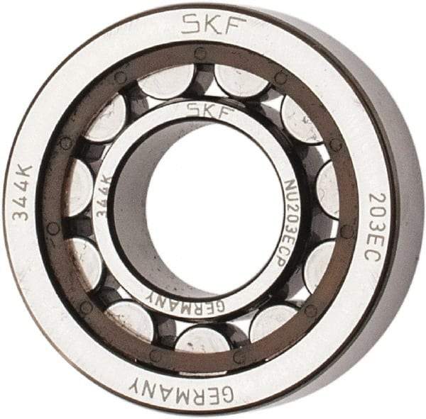 SKF - 17mm Bore Diam, 40mm Outside Diam, 12mm Wide Cylindrical Roller Bearing - 17,200 N Dynamic Capacity, 14,300 Lbs. Static Capacity - Industrial Tool & Supply
