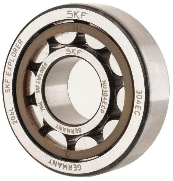 SKF - 20mm Bore Diam, 52mm Outside Diam, 15mm Wide Cylindrical Roller Bearing - 30,800 N Dynamic Capacity, 26,000 Lbs. Static Capacity - Industrial Tool & Supply