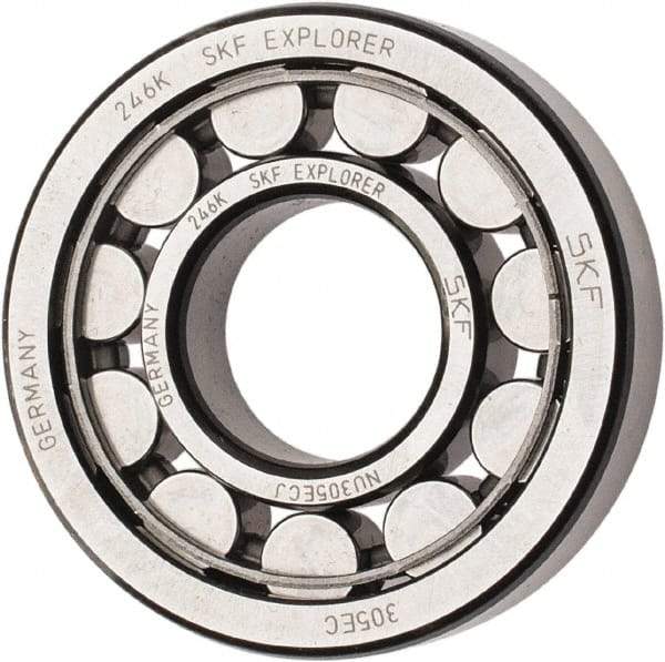 SKF - 25mm Bore Diam, 62mm Outside Diam, 17mm Wide Cylindrical Roller Bearing - 40,200 N Dynamic Capacity, 36,500 Lbs. Static Capacity - Industrial Tool & Supply