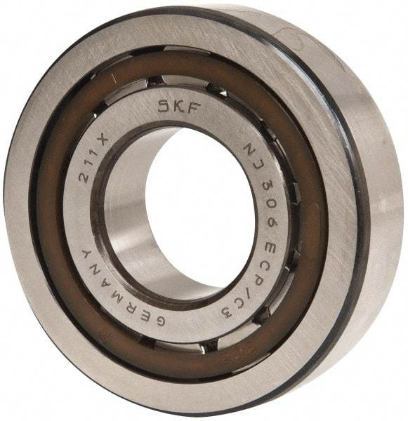 SKF - 30mm Bore Diam, 72mm Outside Diam, 19mm Wide Cylindrical Roller Bearing - 51,200 N Dynamic Capacity, 48,000 Lbs. Static Capacity - Industrial Tool & Supply
