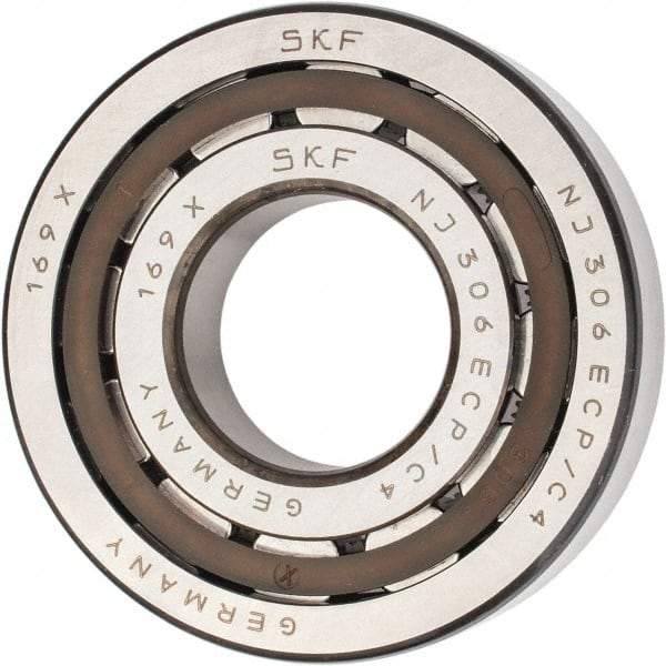 SKF - 30mm Bore Diam, 72mm Outside Diam, 19mm Wide Cylindrical Roller Bearing - 51,200 N Dynamic Capacity, 48,000 Lbs. Static Capacity - Industrial Tool & Supply