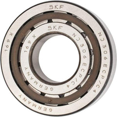 SKF - 30mm Bore Diam, 72mm Outside Diam, 19mm Wide Cylindrical Roller Bearing - 51,200 N Dynamic Capacity, 48,000 Lbs. Static Capacity - Industrial Tool & Supply