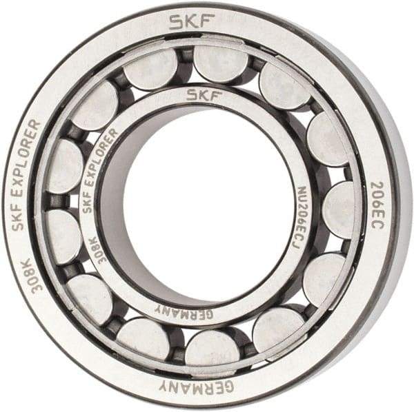 SKF - 30mm Bore Diam, 62mm Outside Diam, 16mm Wide Cylindrical Roller Bearing - 38,000 N Dynamic Capacity, 36,500 Lbs. Static Capacity - Industrial Tool & Supply