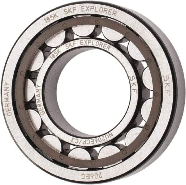 SKF - 30mm Bore Diam, 62mm Outside Diam, 16mm Wide Cylindrical Roller Bearing - 38,000 N Dynamic Capacity, 36,500 Lbs. Static Capacity - Industrial Tool & Supply
