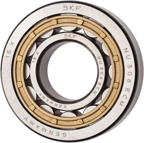 SKF - 30mm Bore Diam, 72mm Outside Diam, 19mm Wide Cylindrical Roller Bearing - 51,200 N Dynamic Capacity, 48,000 Lbs. Static Capacity - Industrial Tool & Supply
