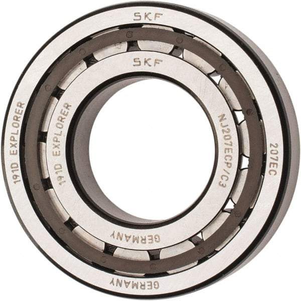 SKF - 35mm Bore Diam, 72mm Outside Diam, 17mm Wide Cylindrical Roller Bearing - 48,400 N Dynamic Capacity, 48,000 Lbs. Static Capacity - Industrial Tool & Supply