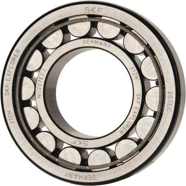SKF - 35mm Bore Diam, 72mm Outside Diam, 17mm Wide Cylindrical Roller Bearing - 48,400 N Dynamic Capacity, 48,000 Lbs. Static Capacity - Industrial Tool & Supply