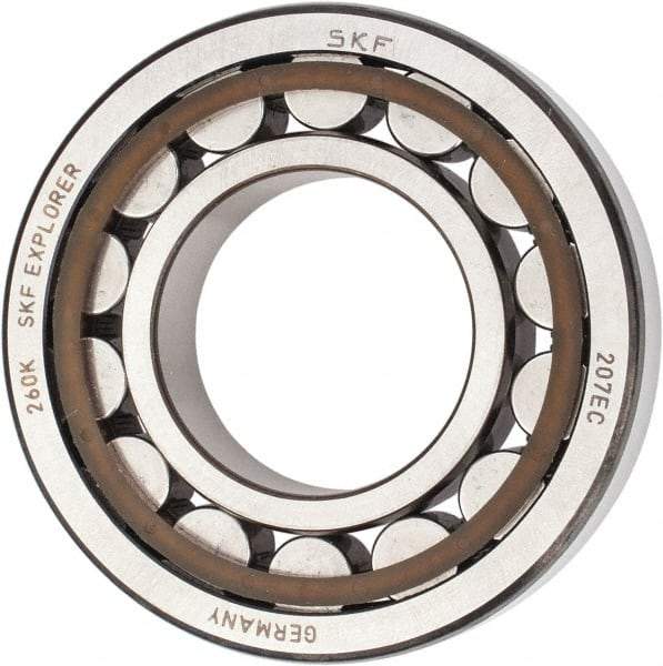 SKF - 35mm Bore Diam, 72mm Outside Diam, 17mm Wide Cylindrical Roller Bearing - 48,400 N Dynamic Capacity, 48,000 Lbs. Static Capacity - Industrial Tool & Supply