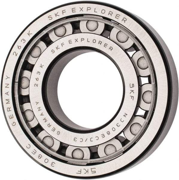SKF - 40mm Bore Diam, 90mm Outside Diam, 23mm Wide Cylindrical Roller Bearing - 80,900 N Dynamic Capacity, 78,000 Lbs. Static Capacity - Industrial Tool & Supply
