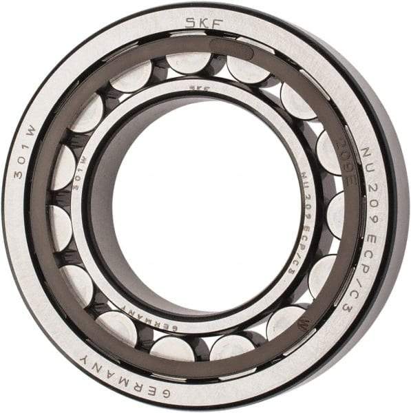 SKF - 45mm Bore Diam, 85mm Outside Diam, 19mm Wide Cylindrical Roller Bearing - 60,500 N Dynamic Capacity, 64,000 Lbs. Static Capacity - Industrial Tool & Supply