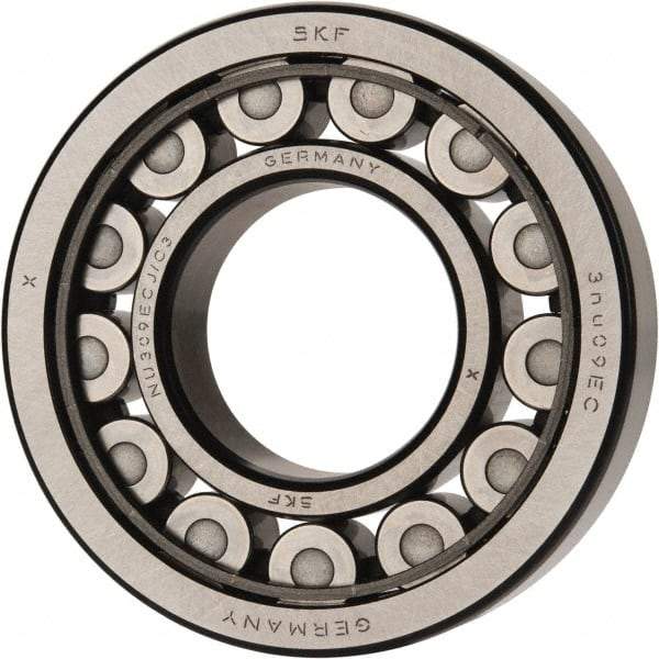 SKF - 45mm Bore Diam, 100mm Outside Diam, 25mm Wide Cylindrical Roller Bearing - 99,000 N Dynamic Capacity, 100,000 Lbs. Static Capacity - Industrial Tool & Supply