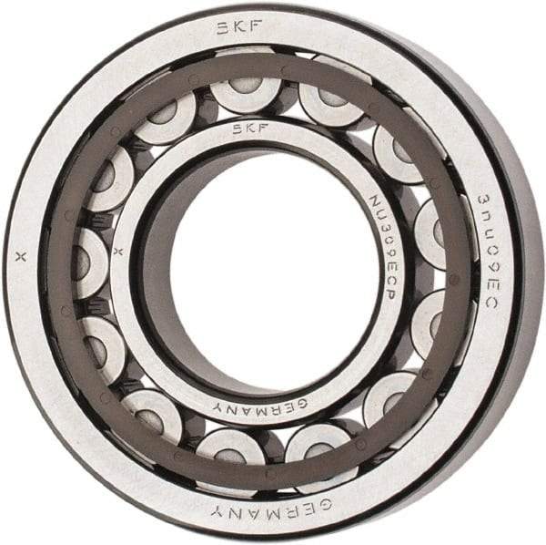 SKF - 45mm Bore Diam, 100mm Outside Diam, 25mm Wide Cylindrical Roller Bearing - 99,000 N Dynamic Capacity, 100,000 Lbs. Static Capacity - Industrial Tool & Supply
