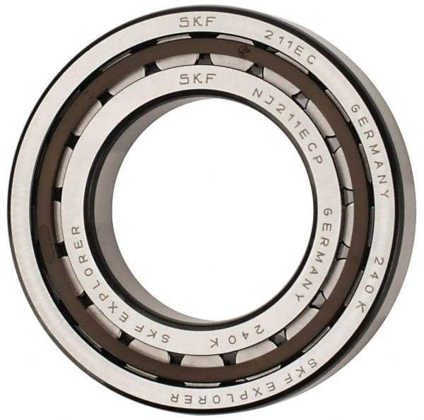 SKF - 55mm Bore Diam, 100mm Outside Diam, 21mm Wide Cylindrical Roller Bearing - 84,200 N Dynamic Capacity, 95,000 Lbs. Static Capacity - Industrial Tool & Supply